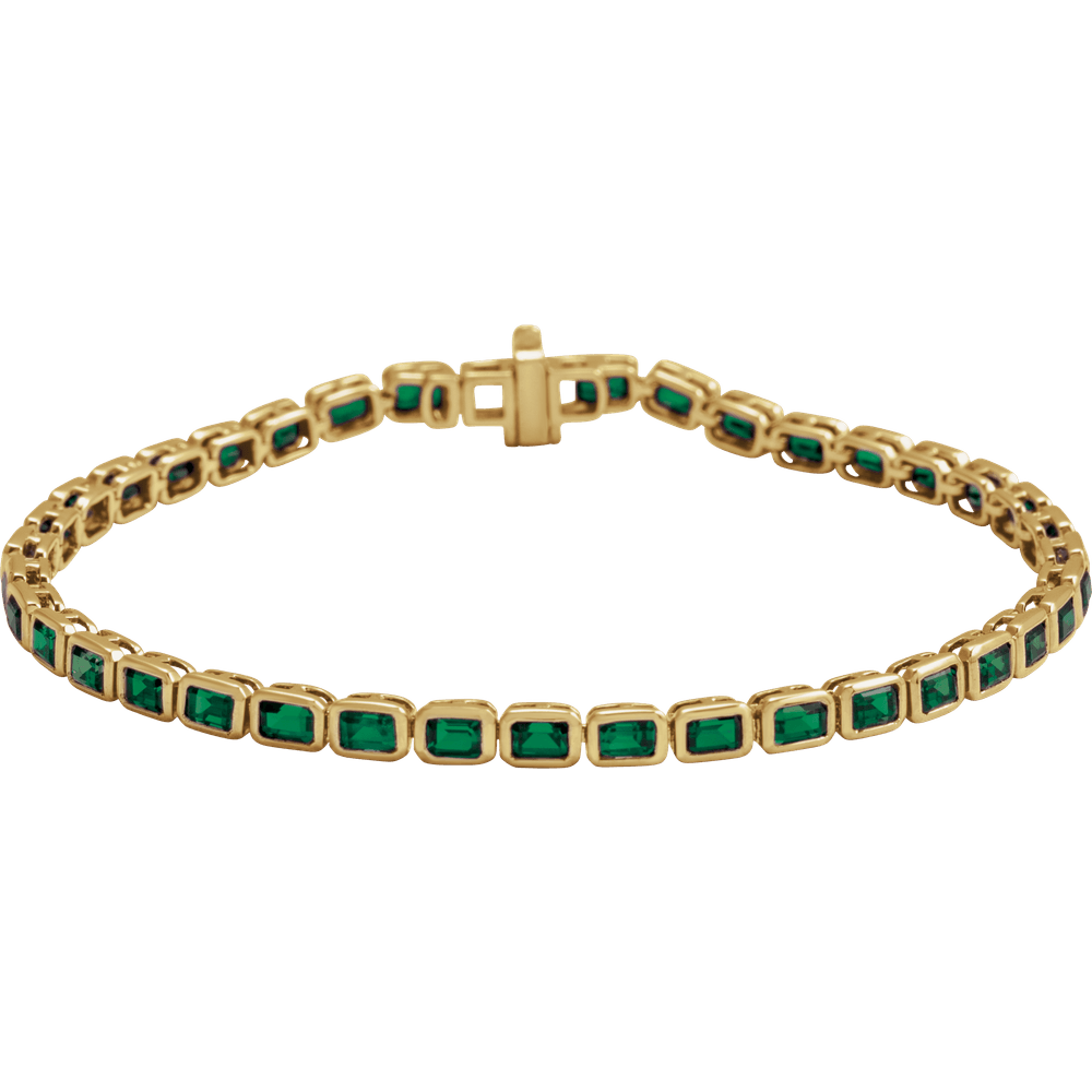 14K Yellow Gold Natural Turquoise Line Bracelet