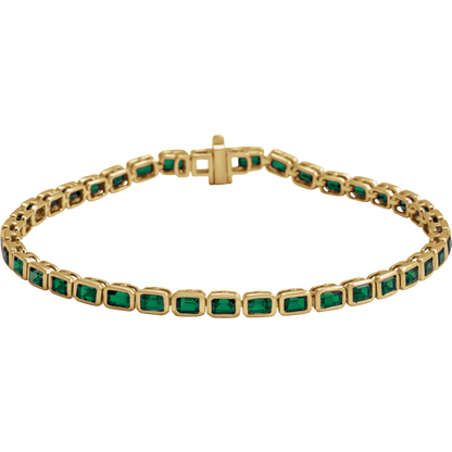14K Yellow Gold Natural Turquoise Line Bracelet