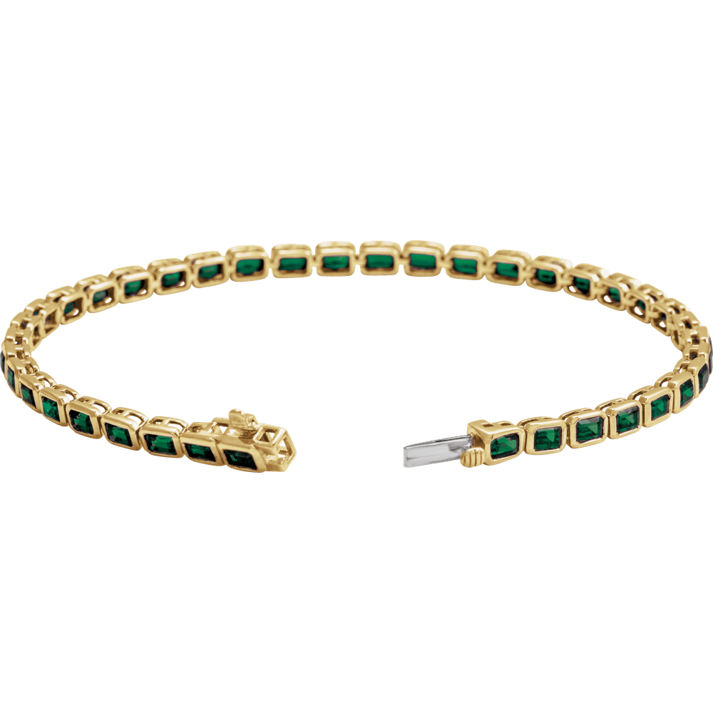 14K Yellow Gold Natural Turquoise Line Bracelet