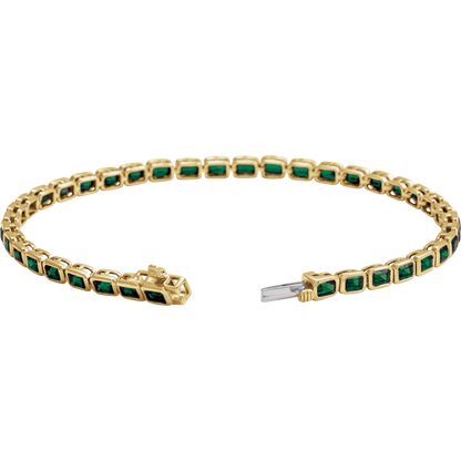 14K Yellow Gold Natural Turquoise Line Bracelet