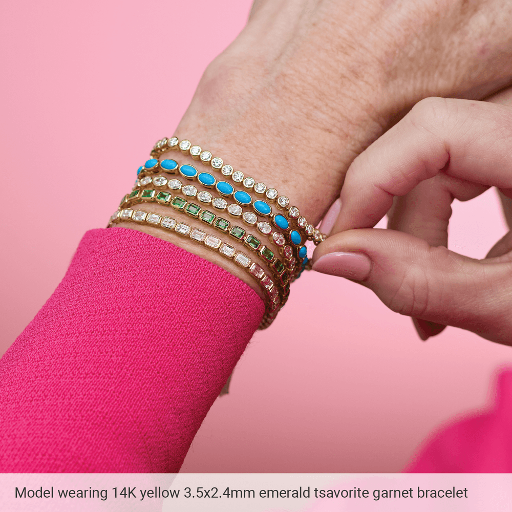 14K Yellow Gold Natural Tsavorite Garnet Line 7" Bracelet