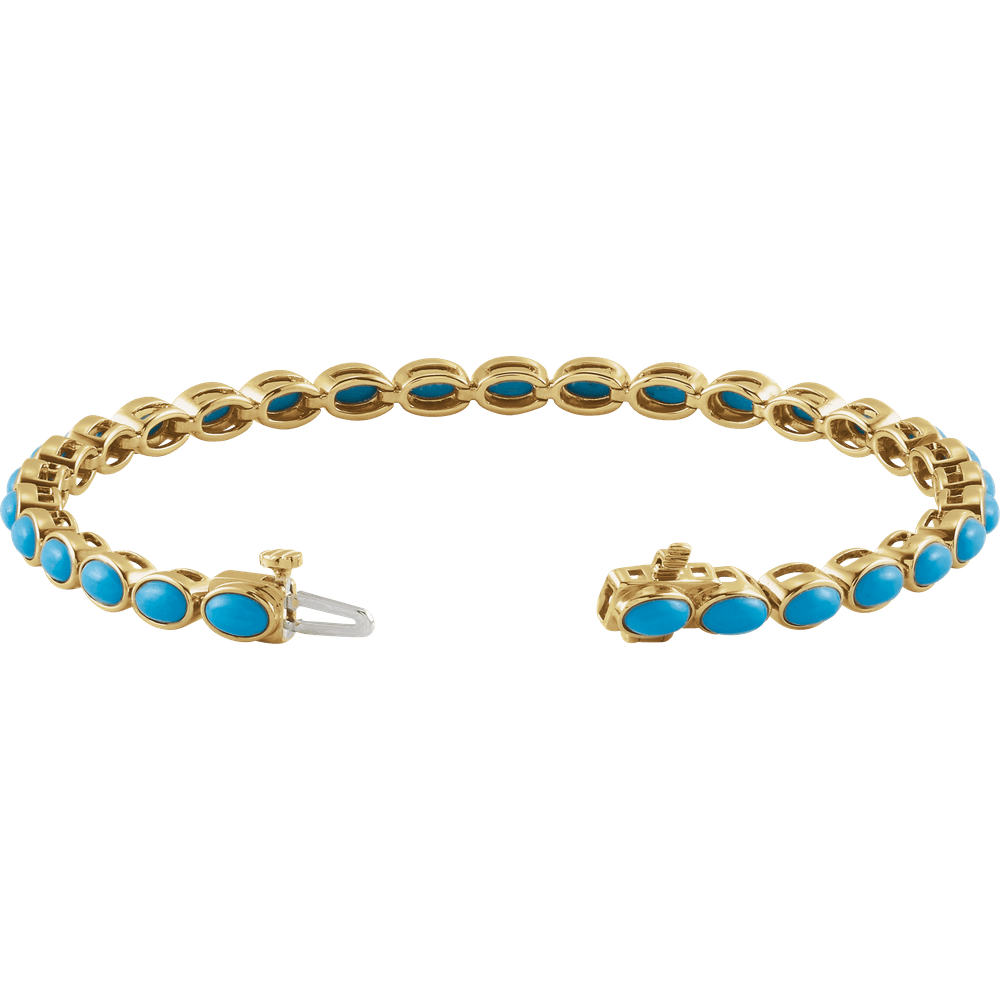 natural turquoise line bracelet 7 inch gold oval gemstone bracelet elegant design
