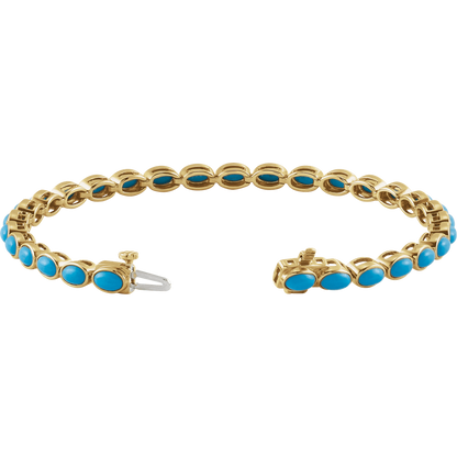 natural turquoise line bracelet 7 inch gold oval gemstone bracelet elegant design