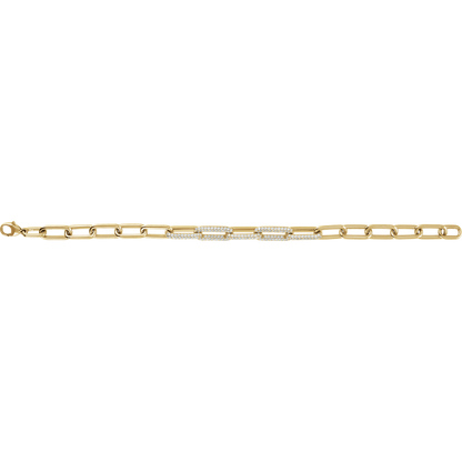 Full-length view of a 7-inch lab-grown diamond paperclip chain bracelet measuring approximately 7.15 mm wide