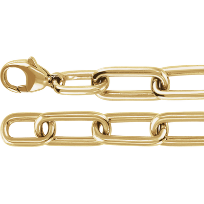Full-length view of a 7-inch lab-grown diamond paperclip chain bracelet measuring approximately 7.15 mm wide