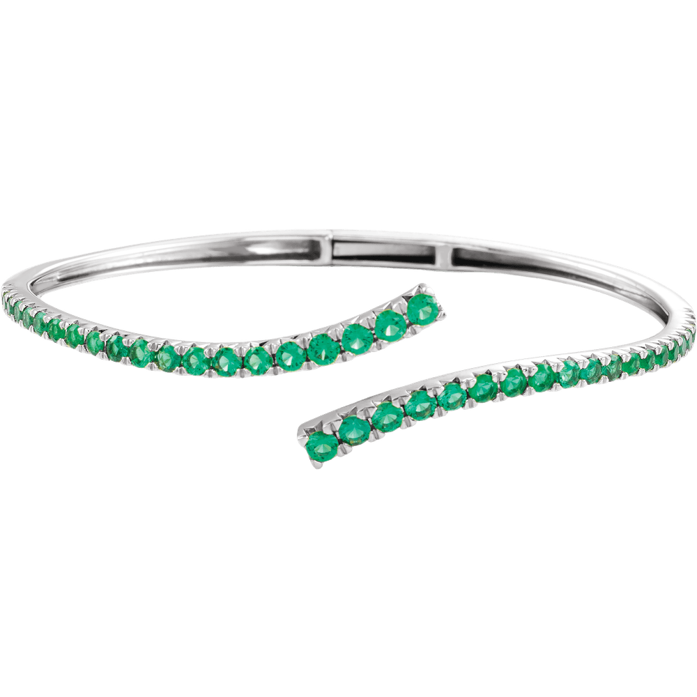 L’Arc Émeraude 14K Yellow Gold Lab-Grown Emerald Graduated Bypass Cuff Bracelet – 7 1/4 in