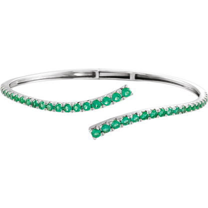 L’Arc Émeraude 14K Yellow Gold Lab-Grown Emerald Graduated Bypass Cuff Bracelet – 7 1/4 in