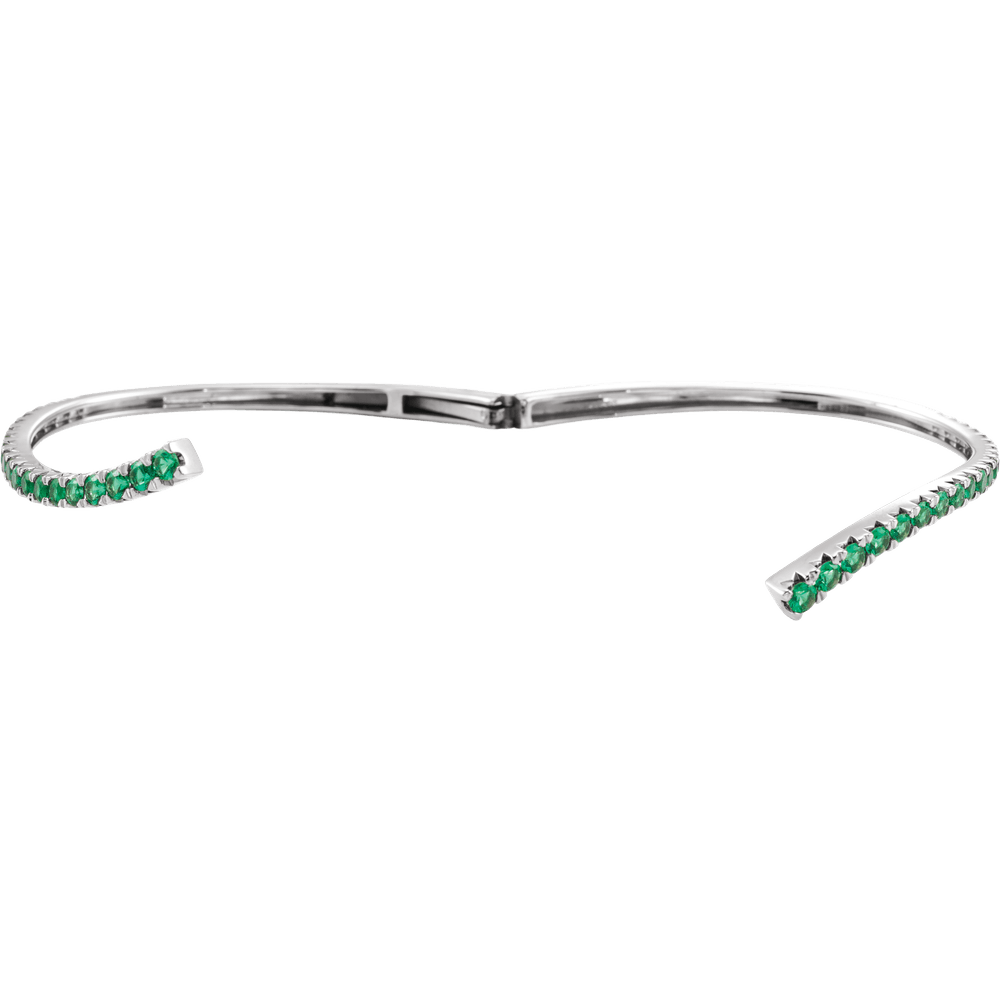 L’Arc Émeraude 14K Yellow Gold Lab-Grown Emerald Graduated Bypass Cuff Bracelet – 7 1/4 in