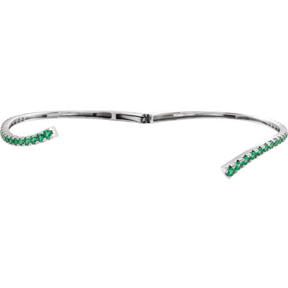 L’Arc Émeraude 14K Yellow Gold Lab-Grown Emerald Graduated Bypass Cuff Bracelet – 7 1/4 in