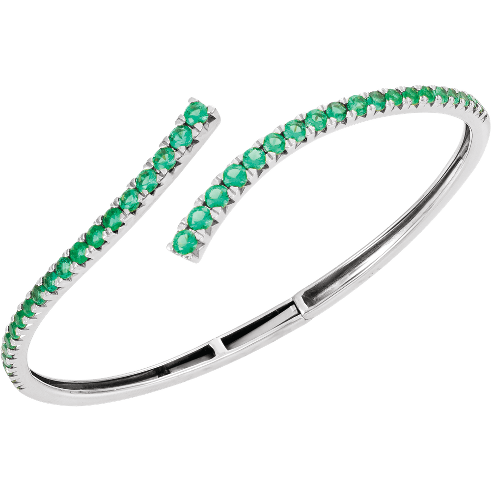 L’Arc Émeraude 14K Yellow Gold Lab-Grown Emerald Graduated Bypass Cuff Bracelet – 7 1/4 in