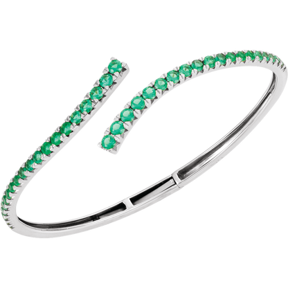 L’Arc Émeraude 14K Yellow Gold Lab-Grown Emerald Graduated Bypass Cuff Bracelet – 7 1/4 in
