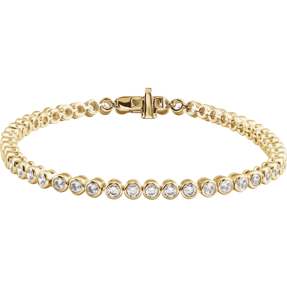 14k yellow gold bezel diamond bracelet 3.5 ct lab grown diamond tennis bracelet luxury jewelry