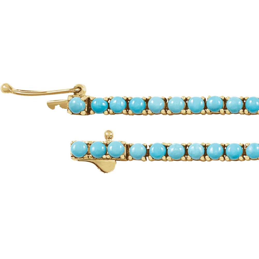 14K Yellow Gold Natural Turquoise Line Bracelet