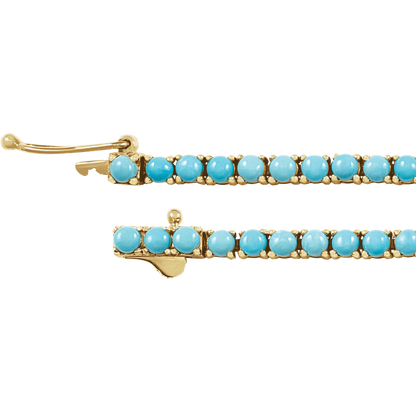 14K Yellow Gold Natural Turquoise Line Bracelet