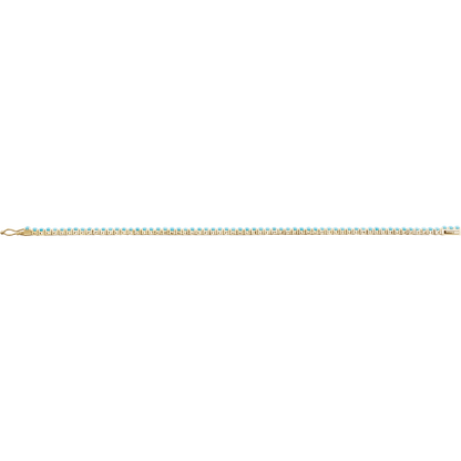 14K Yellow Gold Natural Turquoise Line Bracelet 7 1/2"
