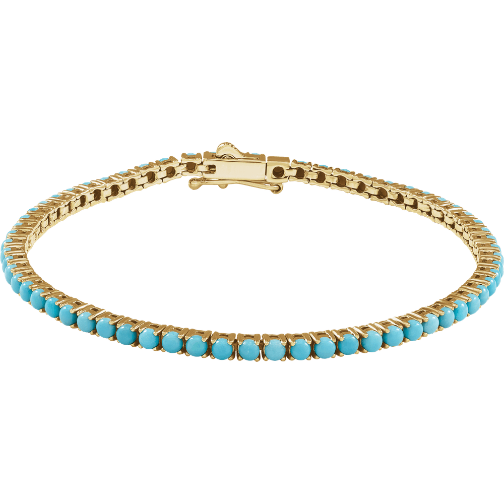 4K Yellow Gold Natural Turquoise Line Bracelet