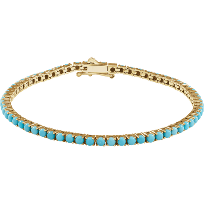 4K Yellow Gold Natural Turquoise Line Bracelet
