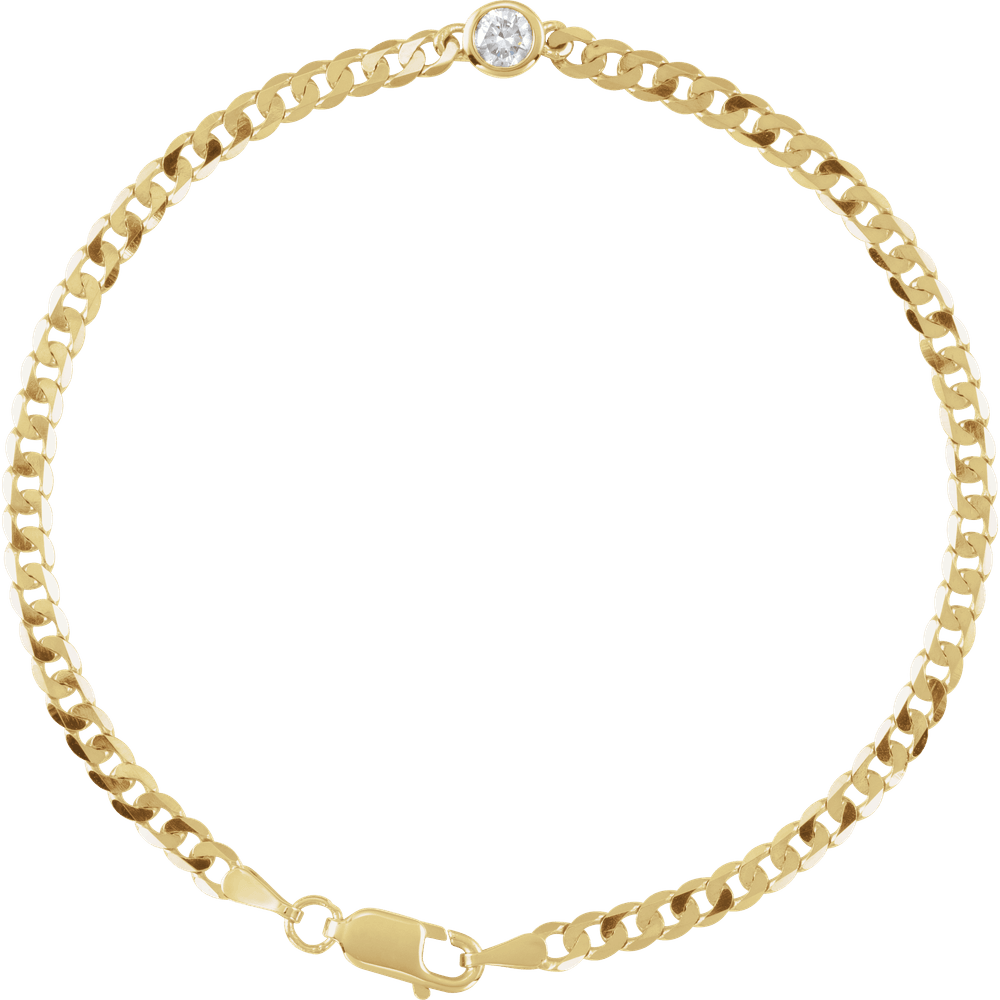 14K gold diamond link bracelet, 1/5 ct diamond bracelet, solid gold diamond bracelet 7 inch, natural diamond gold bracelet, 4mm diamond bracelet, yellow gold curb link bracelet, real diamond bracelet women, fine jewelry diamond bracelet, statement gold diamond bracelet, luxury gold link bracelet