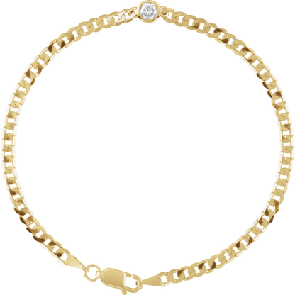 14K gold diamond link bracelet, 1/5 ct diamond bracelet, solid gold diamond bracelet 7 inch, natural diamond gold bracelet, 4mm diamond bracelet, yellow gold curb link bracelet, real diamond bracelet women, fine jewelry diamond bracelet, statement gold diamond bracelet, luxury gold link bracelet