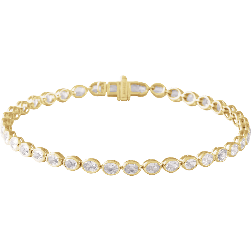 14K Yellow Gold Lab-Grown Diamond Line Bracelet 7"