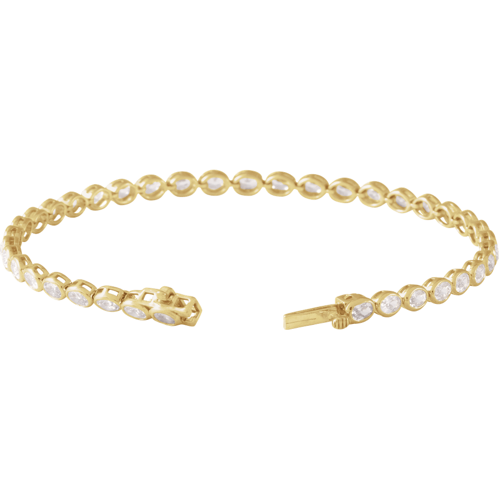 14K Yellow Gold Lab-Grown Diamond Line Bracelet 7"
