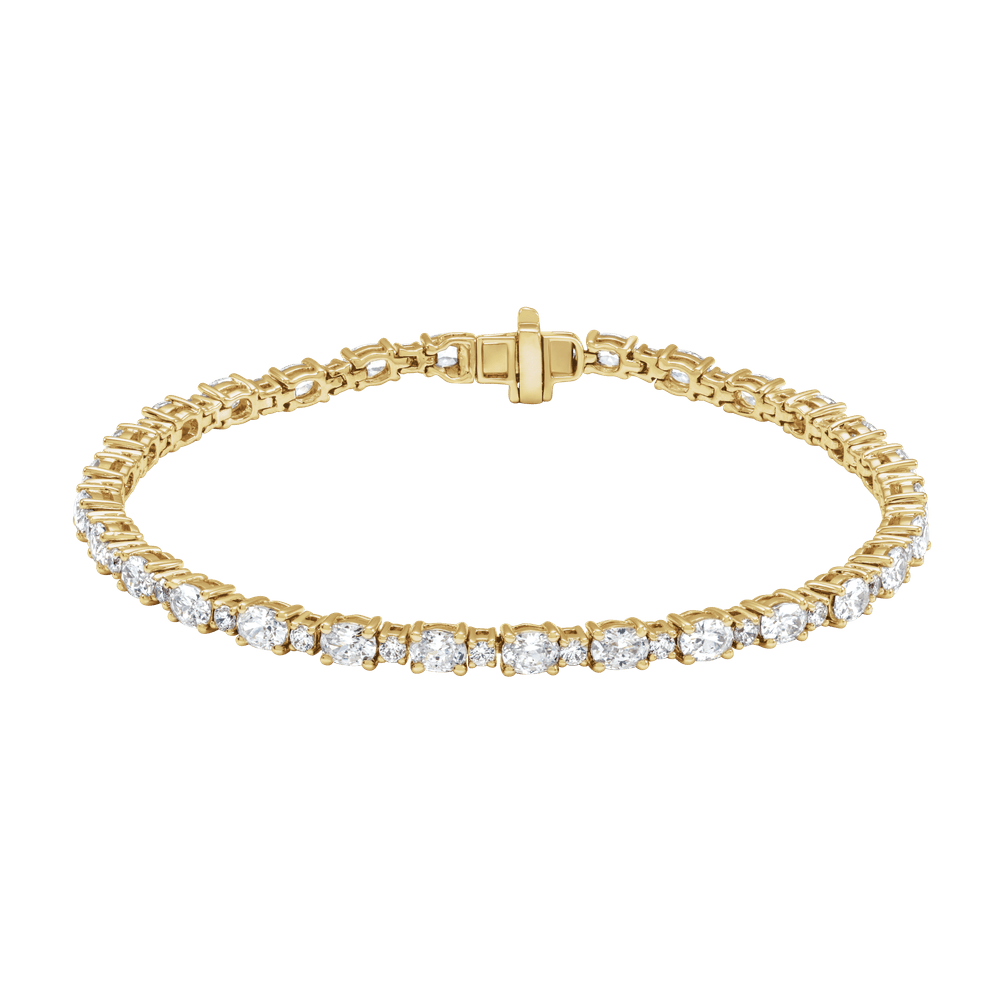 Oval lab-grown diamond bracelet crafted in solid 14K white gold