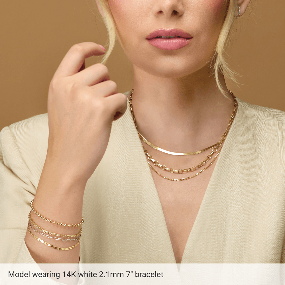 Polished 2.1 mm paperclip chain available in 14K yellow gold, white gold and yellow gold-filled