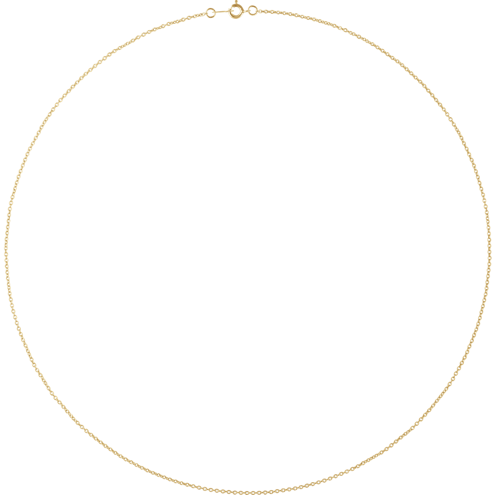 Detailed profile of the polished links on the Auréline 14K yellow gold-filled cable chain