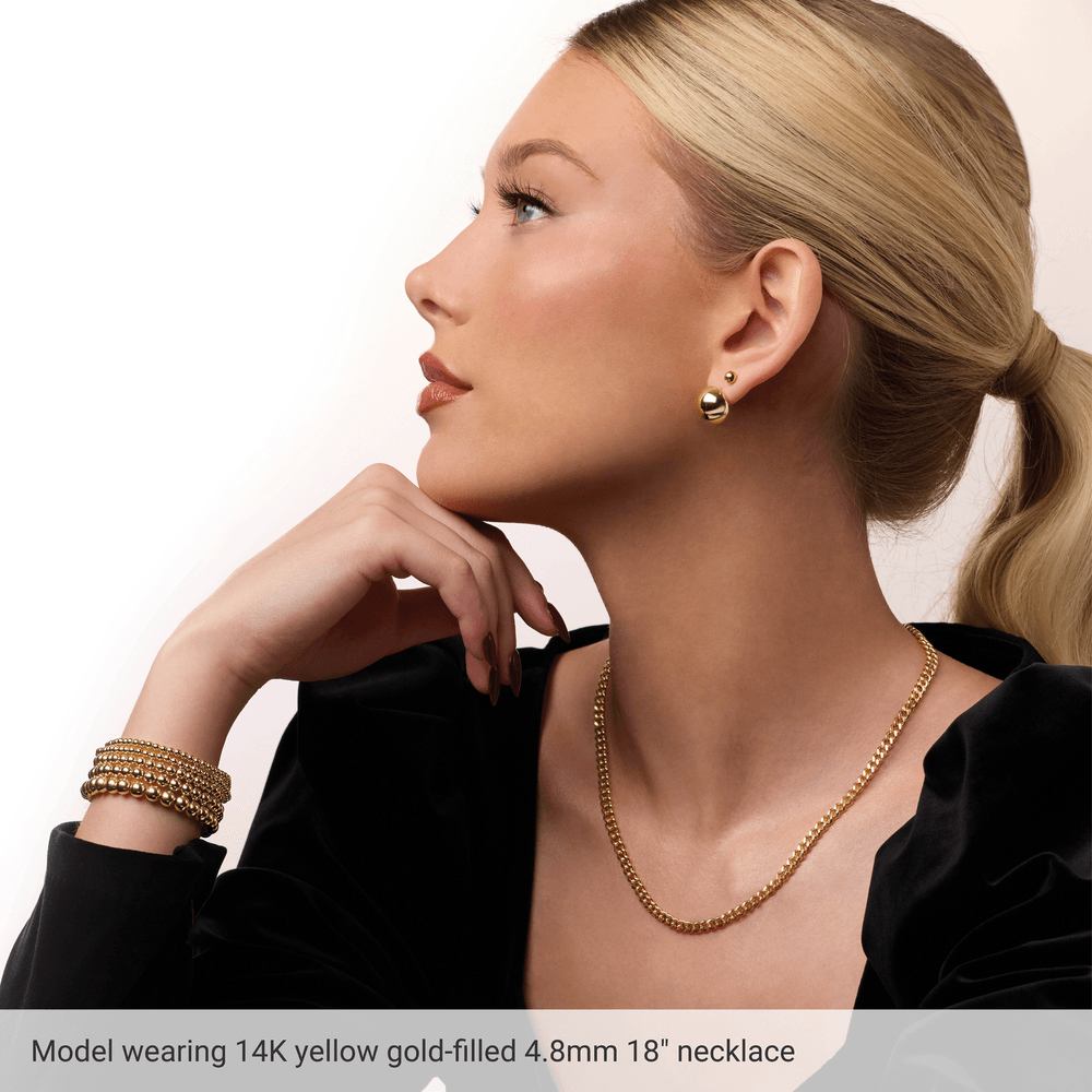 14K gold filled curb chain, 4.8mm gold chain necklace, 18 inch gold curb chain, yellow gold filled necklace, bold gold chain, thick gold necklace women, curb link gold chain, polished gold filled chain, layering gold necklace, statement gold chain, everyday gold necklace, durable gold filled chain, classic curb necklace