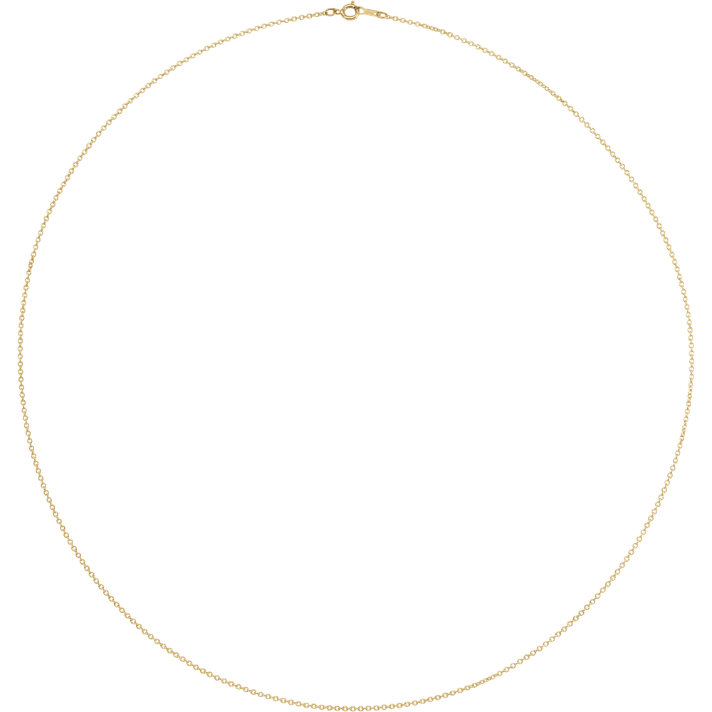 Dainty 1 mm yellow gold-filled cable chain worn as a minimalist everyday necklace
