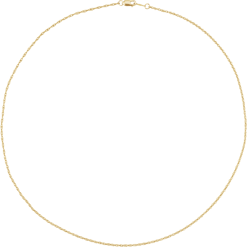 Full view of the Oréane 14K yellow gold-filled rope chain available in 1.25 and 1.5 mm widths