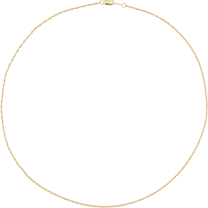 Full view of the Oréane 14K yellow gold-filled rope chain available in 1.25 and 1.5 mm widths