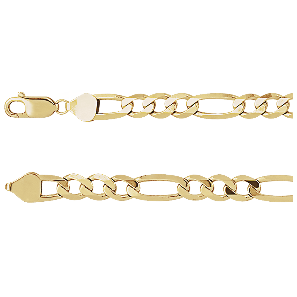 Solid 14K Yellow Gold Figaro Chain – 6.5mm, 24 Inch