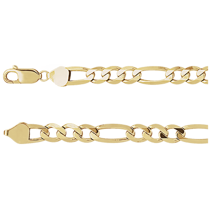 Solid 14K Yellow Gold Figaro Chain – 6.5mm, 24 Inch