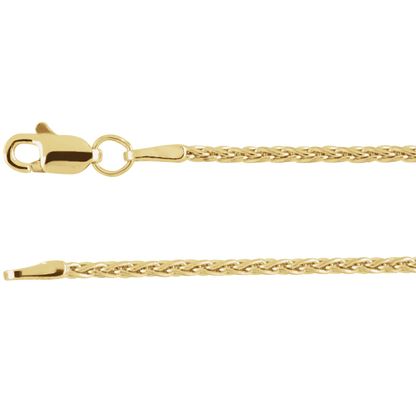 Éloise 1.5mm wheat chain necklace in solid 14K yellow gold with lobster clasp