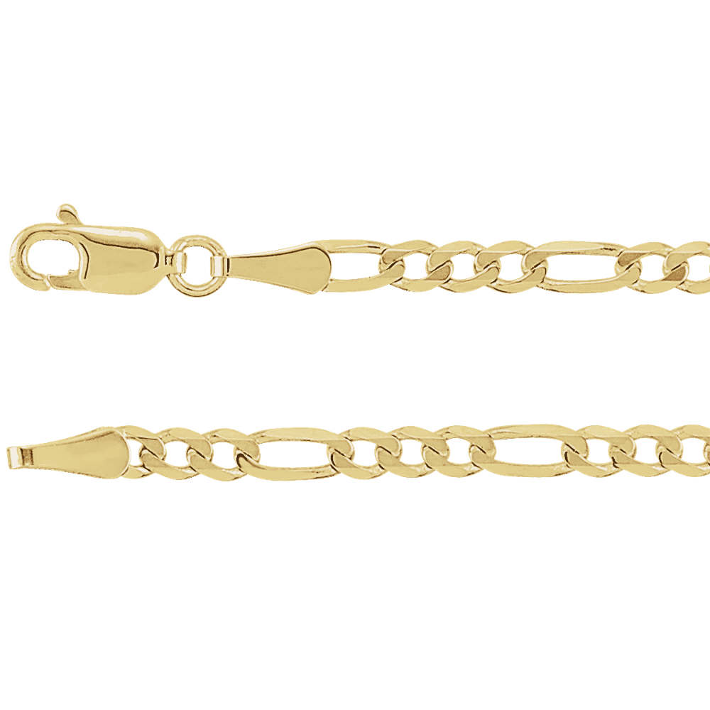 Solid 14K Yellow Gold Figaro Chain – 3mm, 18 Inch