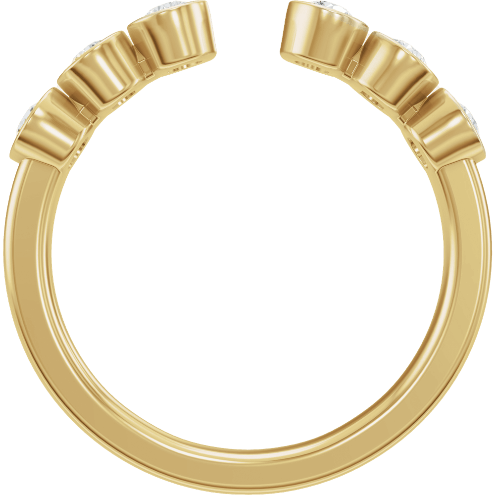Fine Jewelry Open Diamond Ring in Solid 14K Yellow Gold