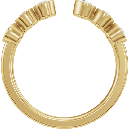 Fine Jewelry Open Diamond Ring in Solid 14K Yellow Gold