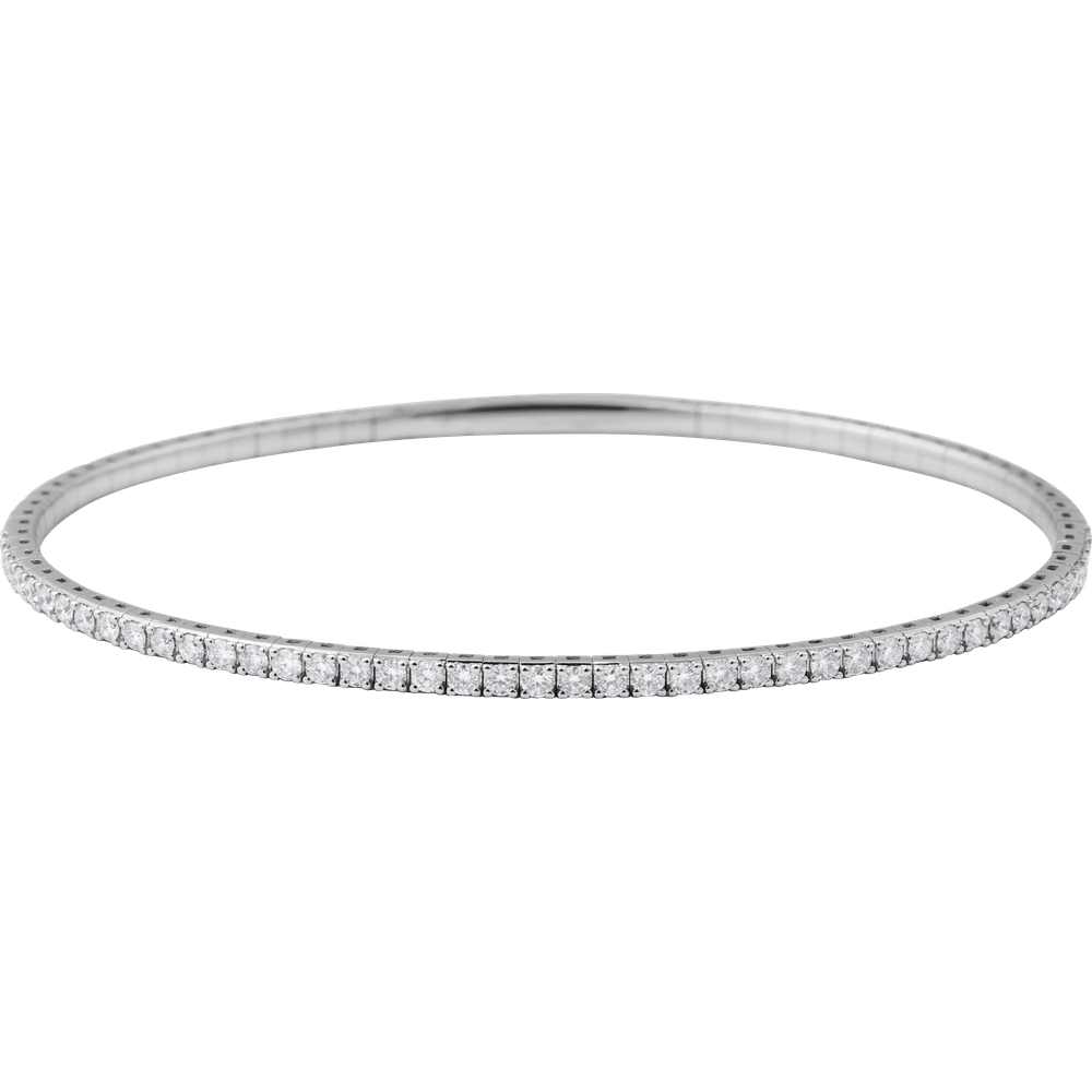 Flexible White Gold Tennis Bangle with Round Brilliant Diamonds
