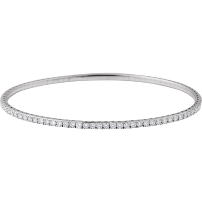Flexible White Gold Tennis Bangle with Round Brilliant Diamonds