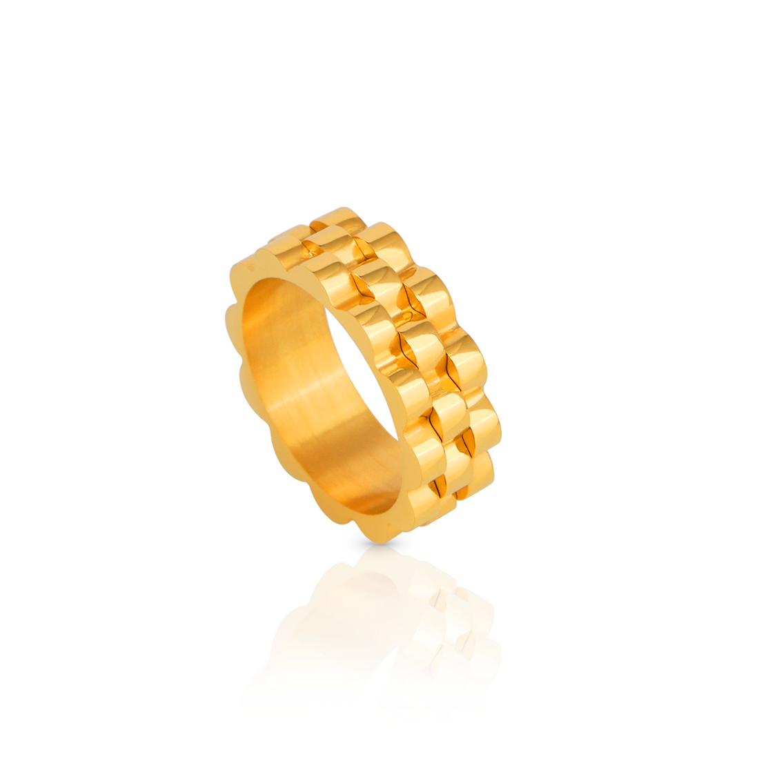 gold chain ring, chain ring, chain link ring, stainless steel chain ring, mens gold ring, gold chain link ring, chunky gold ring, luxury chain ring, chain band ring, gold statement ring, stainless steel gold ring, modern chain ring, fashion chain ring, unisex gold ring, Guerilla Choice ring