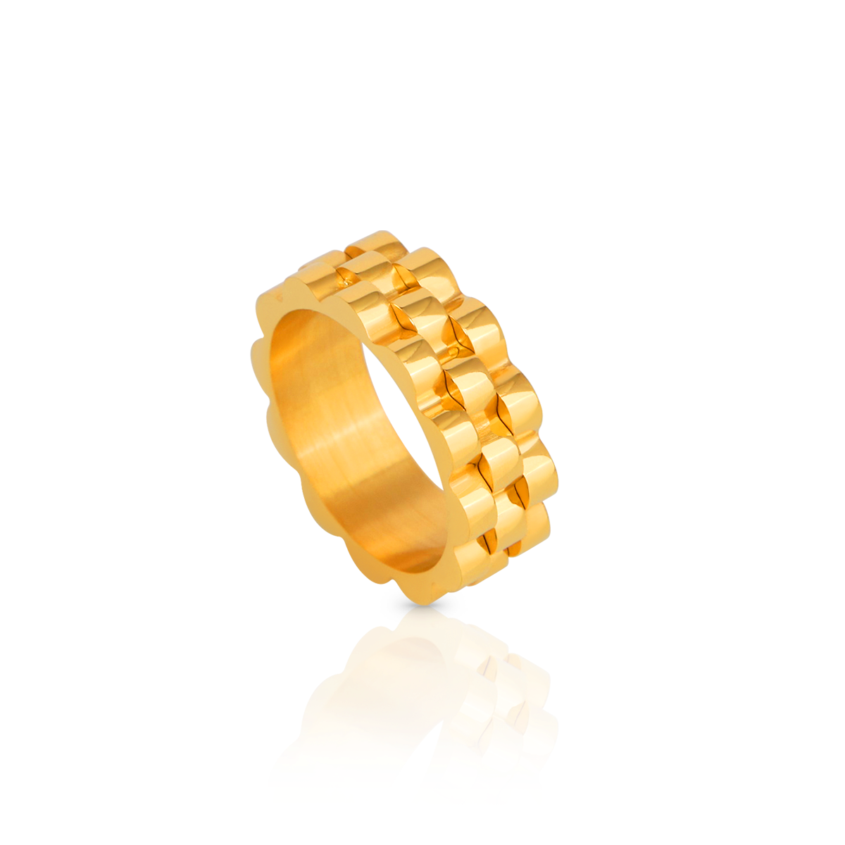 gold chain ring, chain ring, chain link ring, stainless steel chain ring, mens gold ring, gold chain link ring, chunky gold ring, luxury chain ring, chain band ring, gold statement ring, stainless steel gold ring, modern chain ring, fashion chain ring, unisex gold ring, Guerilla Choice ring