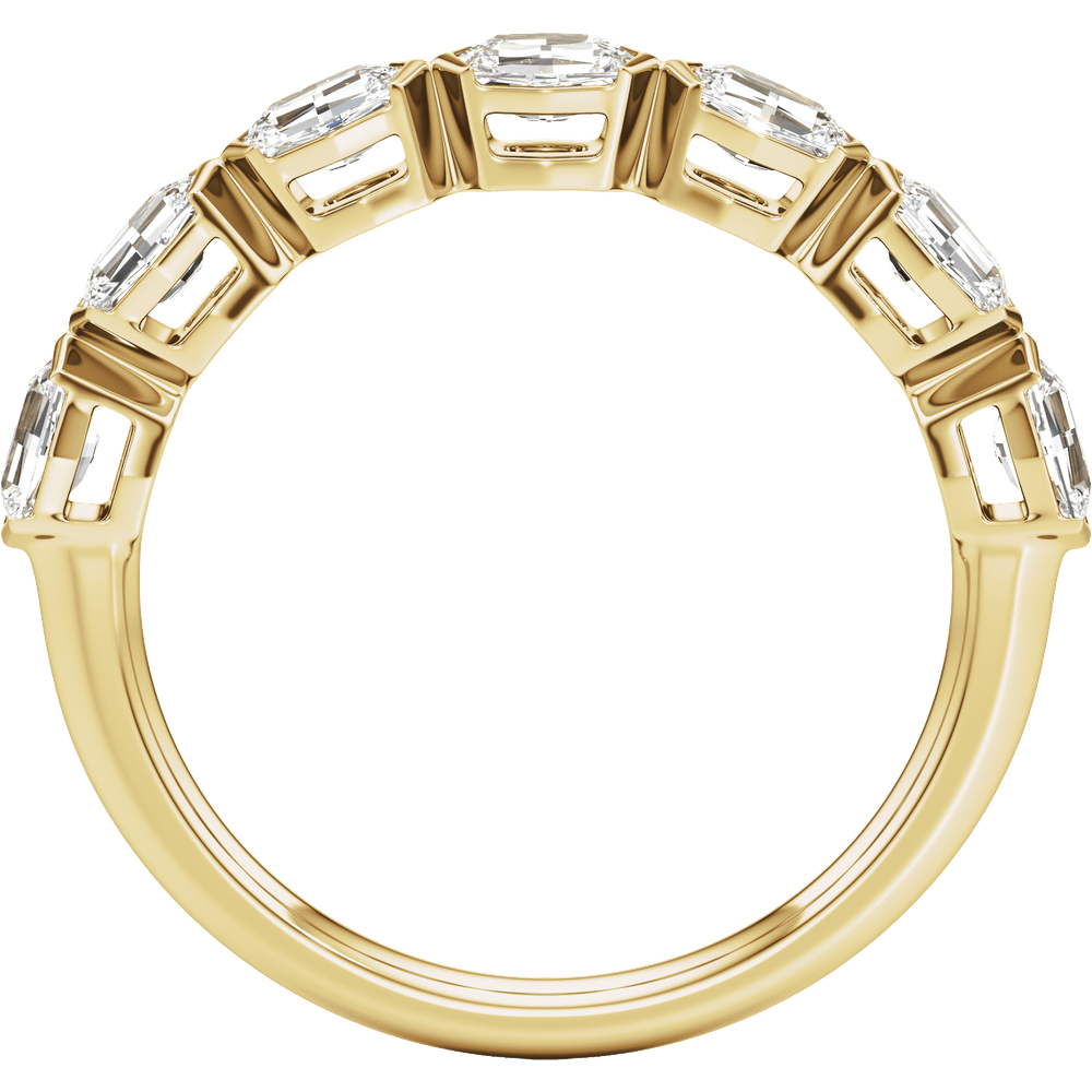 Half Bezel Cushion Diamond Band in Solid 14K Gold
