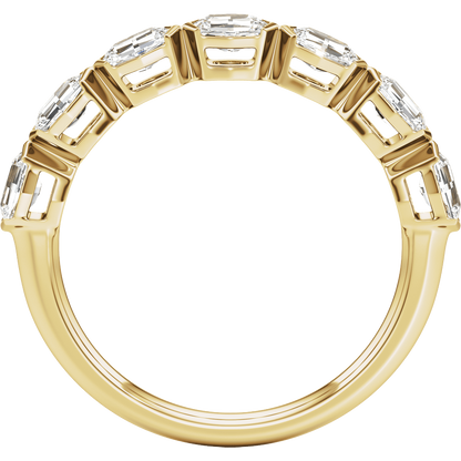 Half Bezel Cushion Diamond Band in Solid 14K Gold
