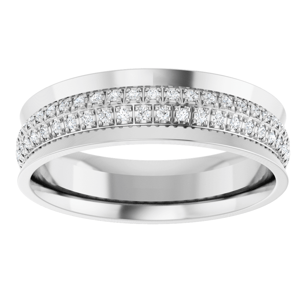 Luxury Diamond Band Ring in Solid 14K White Gold