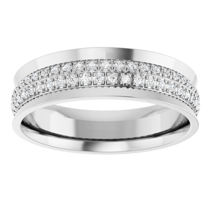 Luxury Diamond Band Ring in Solid 14K White Gold