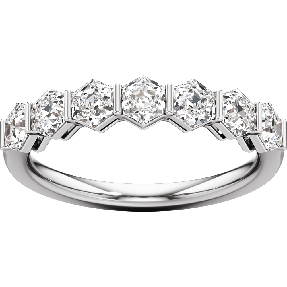 Seven Hexagon Lab-Grown Diamond Anniversary Ring in 14K White Gold