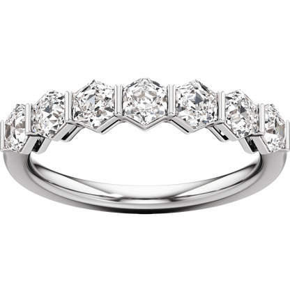 Seven Hexagon Lab-Grown Diamond Anniversary Ring in 14K White Gold