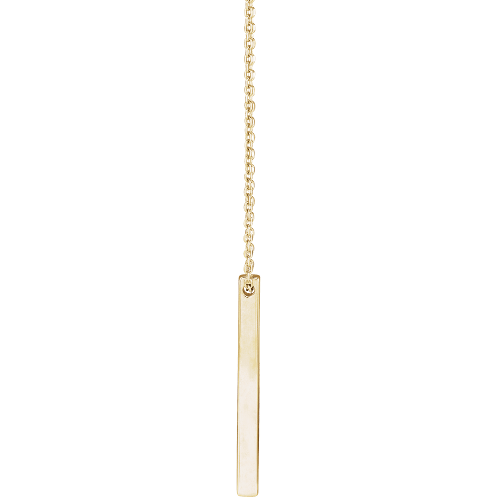 Solid Gold Vertical Bar Necklace for Custom Engraving