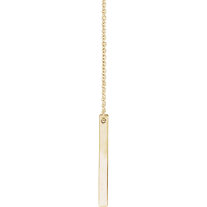 Solid Gold Vertical Bar Necklace for Custom Engraving